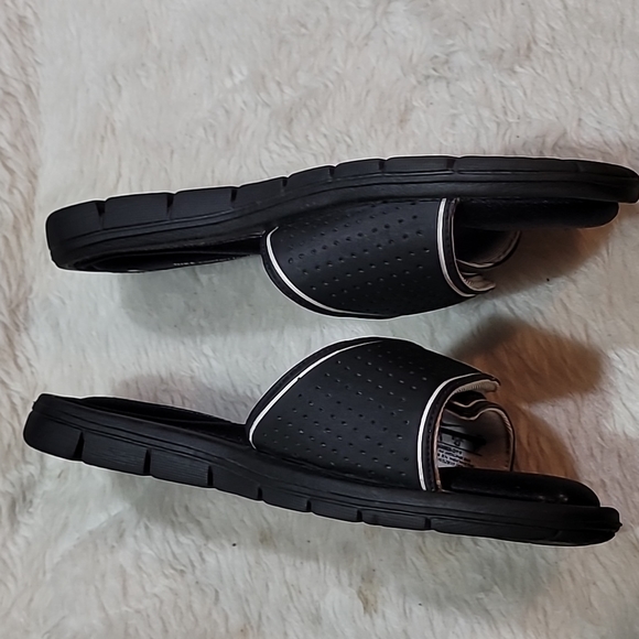 Nike comfort footbed soft foam slides beach vacation 360883-011 Sz10 black white - Picture 10 of 14